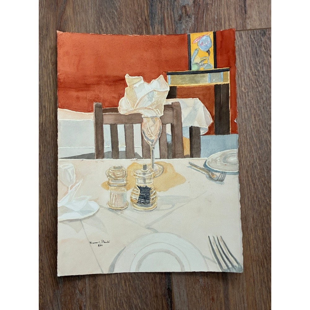 Tablescape Still Life 11x15 2006 Warren C. Plauché Original Watercolor Painting